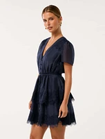 Emmy Petite Lace Trim Mini Dress