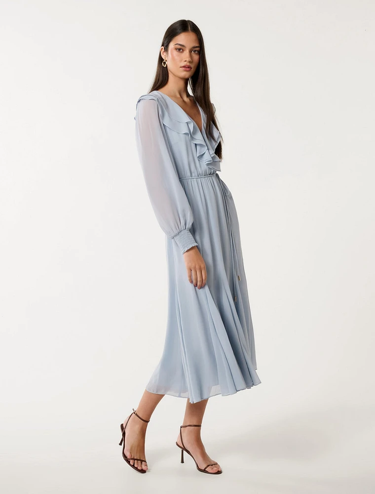 Orla Ruffle Godet Midi Dress