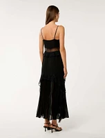 Lara Pleated Ruffle Maxi