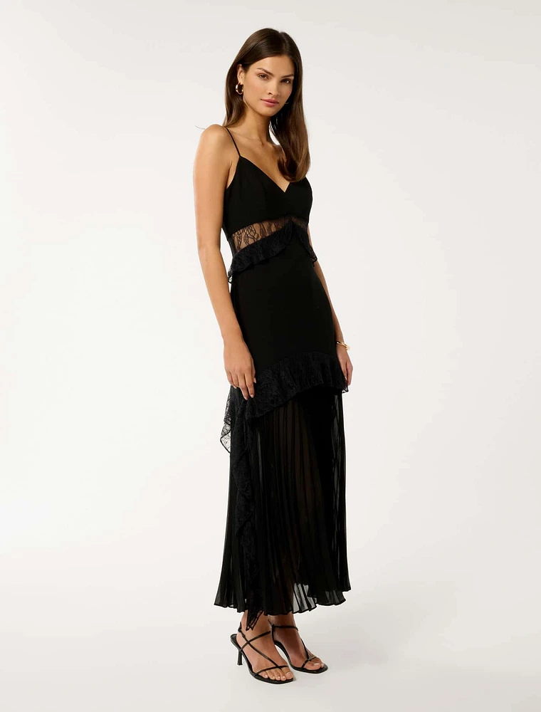 Lara Pleated Ruffle Maxi