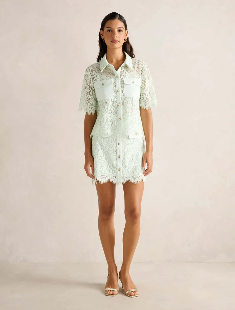 Lola Button Lace Mini Skirt