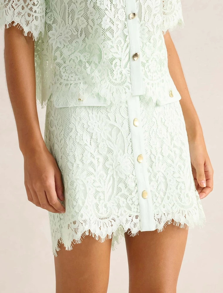 Lola Button Lace Mini Skirt
