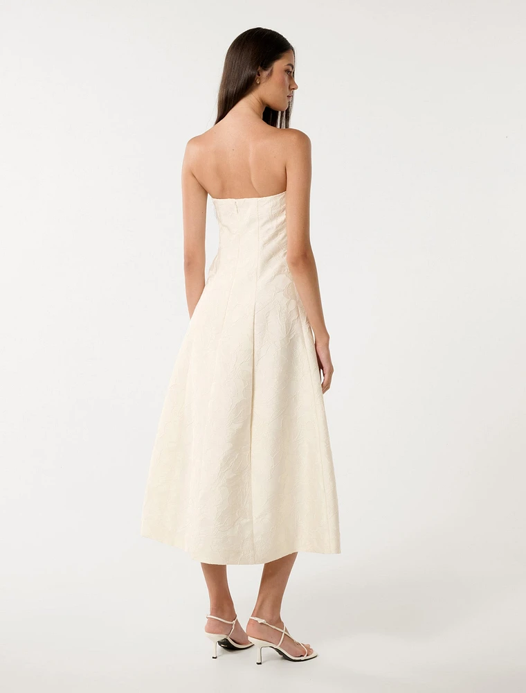 Charlotte Strapless Jacquard Midi