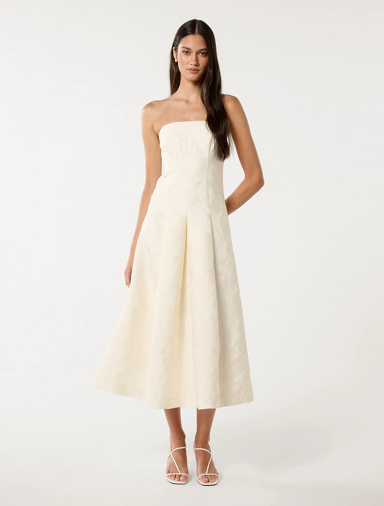 Charlotte Strapless Jacquard Midi