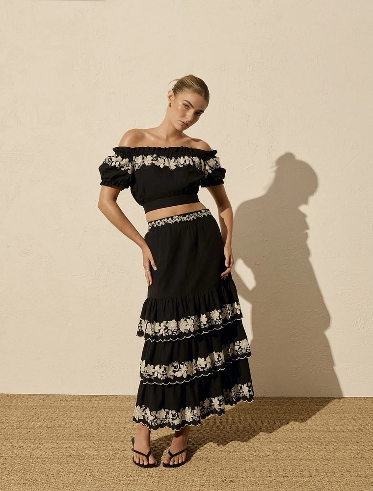 Blaire Embroidery Maxi Skirt