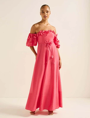 Cora Floral Applique Midi Dress