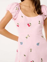 Clara Embroidered Linen Mini