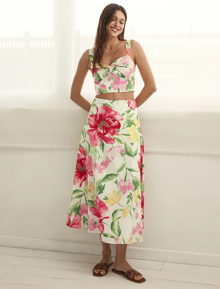 Talia Printed Midi Skirt