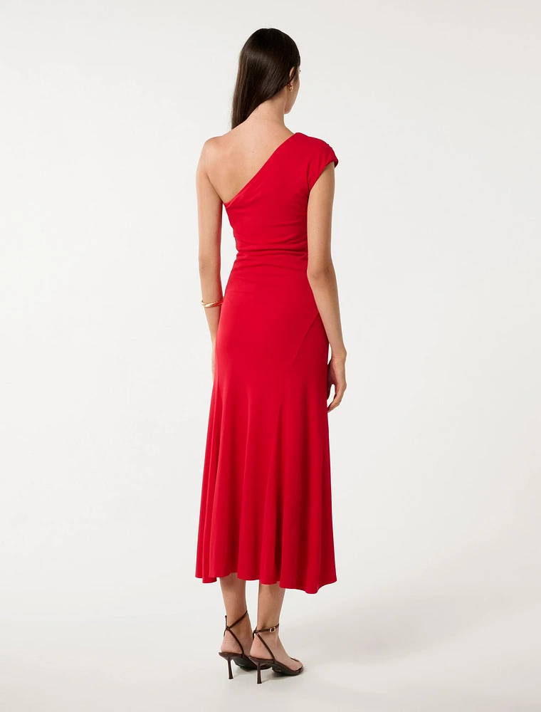 London One-Shoulder Midi Dress