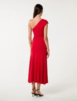 London One-Shoulder Midi Dress