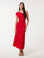 London One-Shoulder Midi Dress