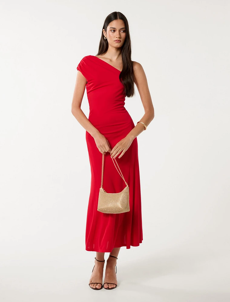 London One-Shoulder Midi Dress