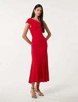 London One-Shoulder Midi Dress