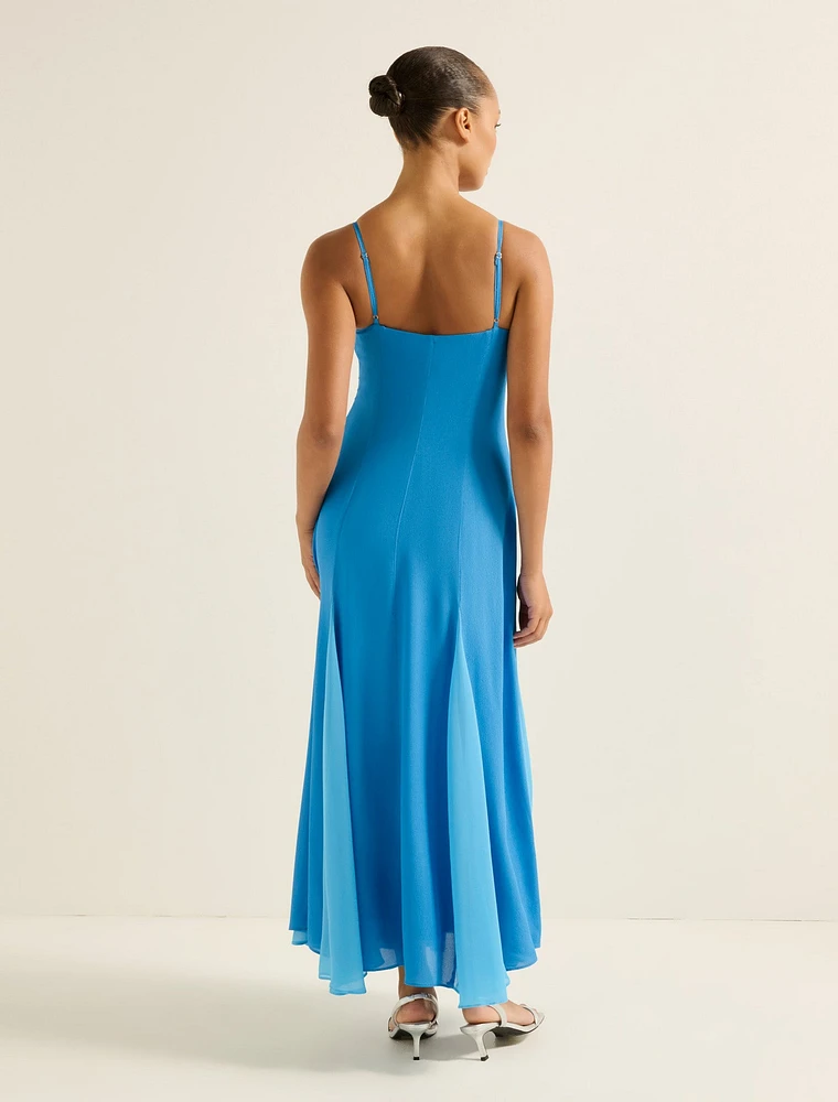 Dahlia Contrast Godet Maxi Dress