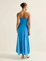 Dahlia Contrast Godet Maxi Dress
