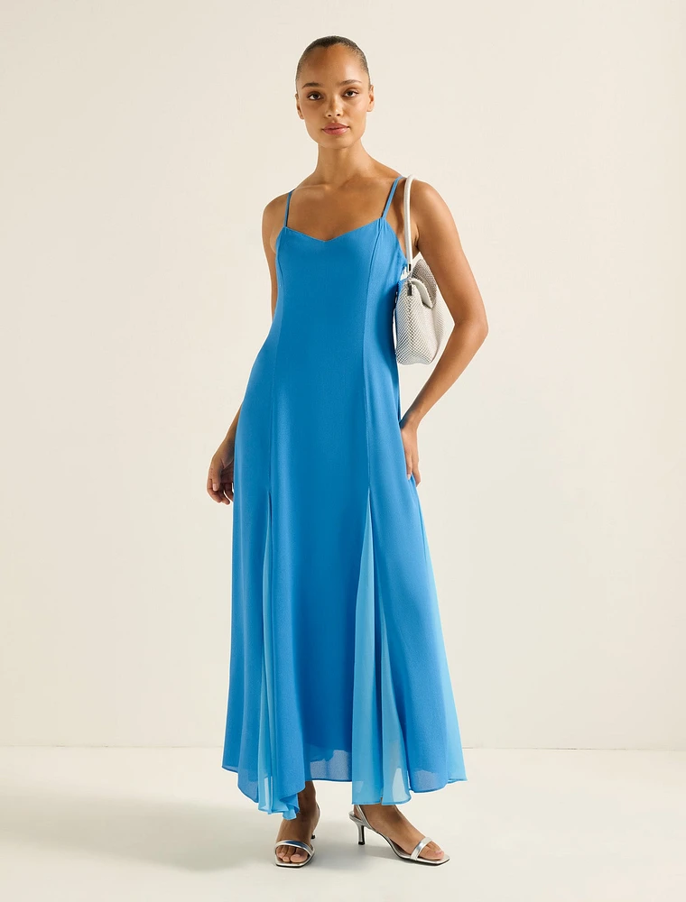 Dahlia Contrast Godet Maxi Dress