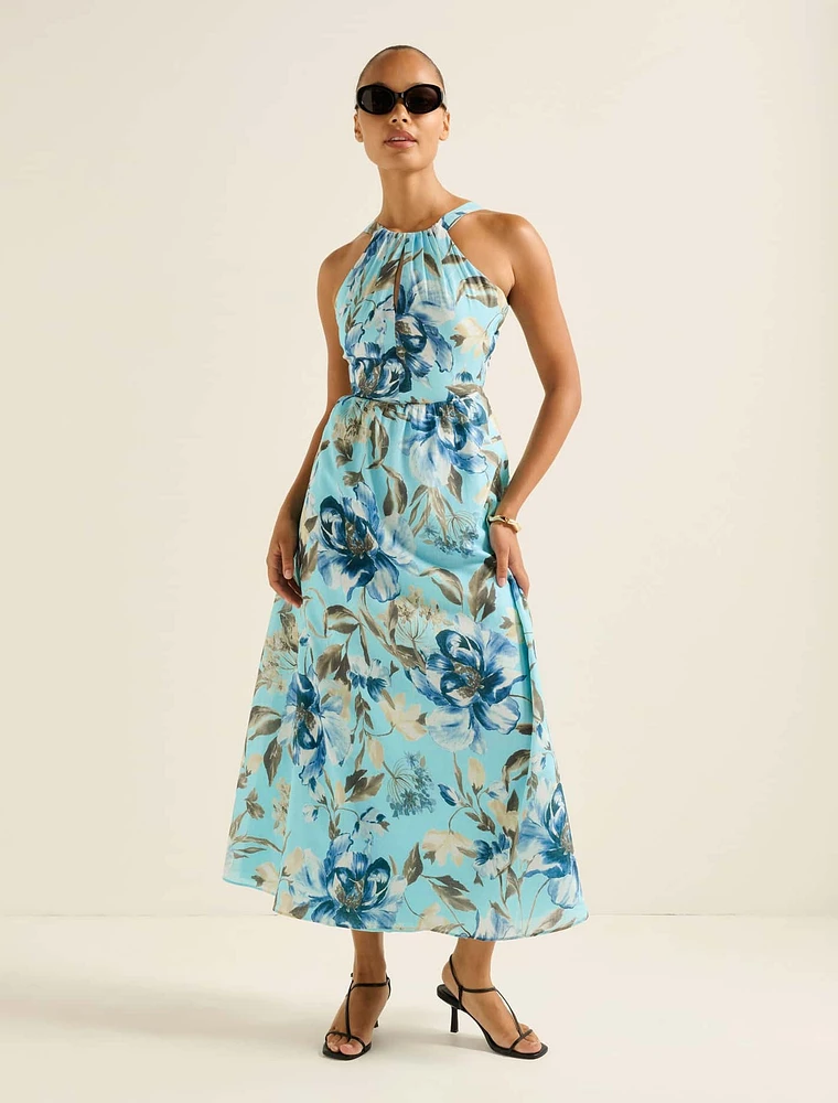 Dakota Printed Halter Midi Dress