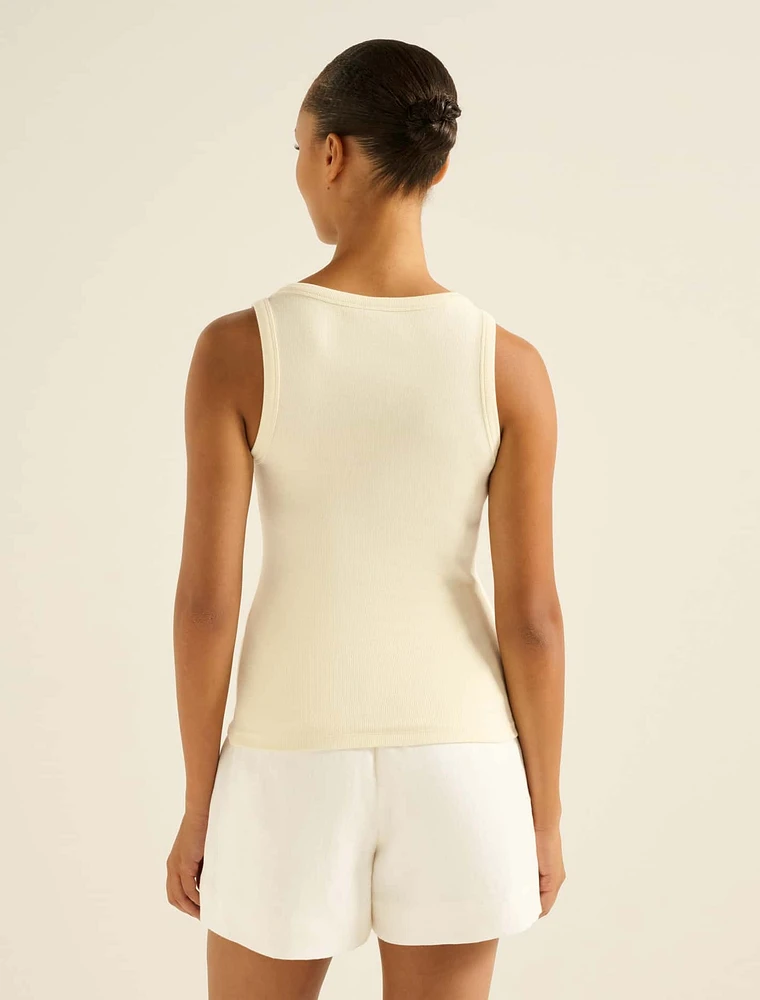 Pia Applique Scoop Neck Tank