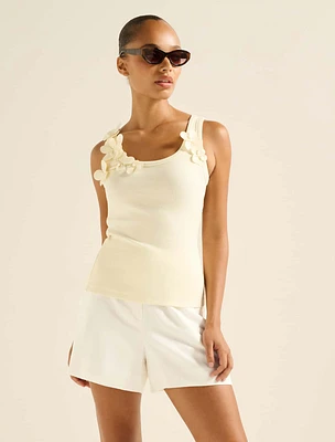 Pia Applique Scoop Neck Tank