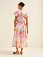 Jacqueline Puff Sleeve Tiered Midi