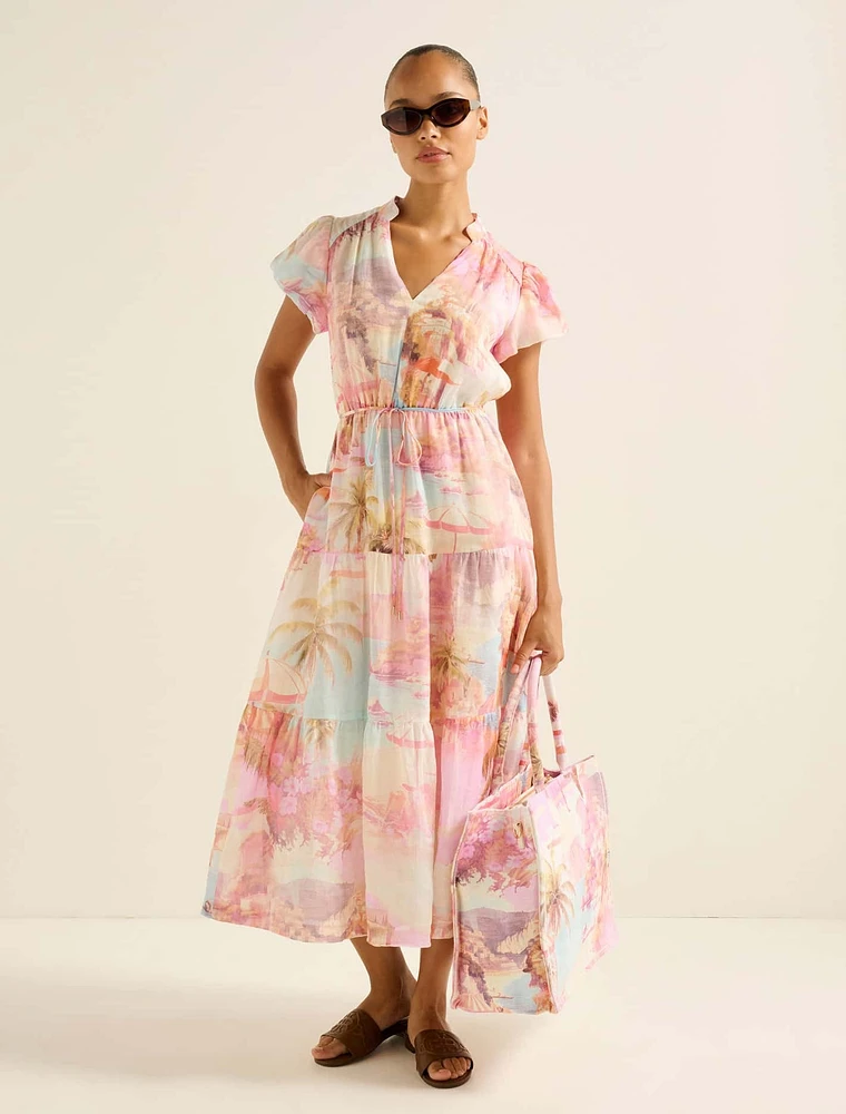 Jacqueline Puff Sleeve Tiered Midi