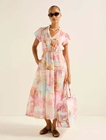 Jacqueline Puff Sleeve Tiered Midi