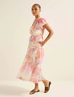 Jacqueline Puff Sleeve Tiered Midi