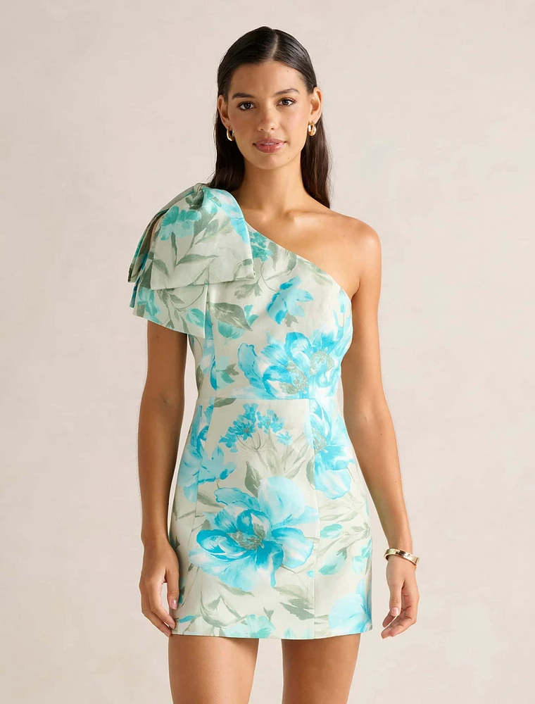 Darcy One-Shoulder Bow Mini Dress