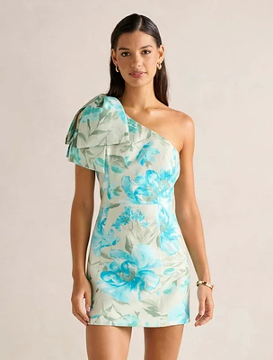Darcy One-Shoulder Bow Mini Dress