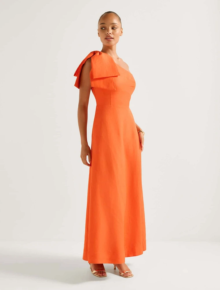 Danni Asym Bow Midi Dress