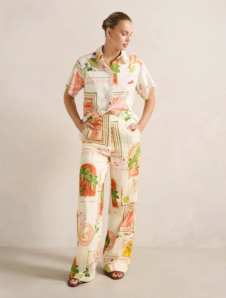 Ola Linen Wide Leg Pant