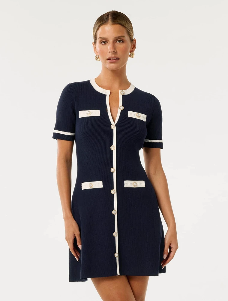 Kerry Petite Contrast Knit Mini Dress