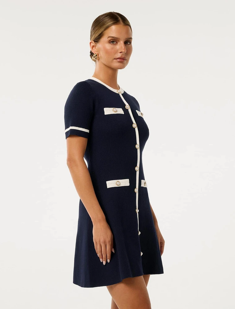 Kerry Petite Contrast Knit Mini Dress
