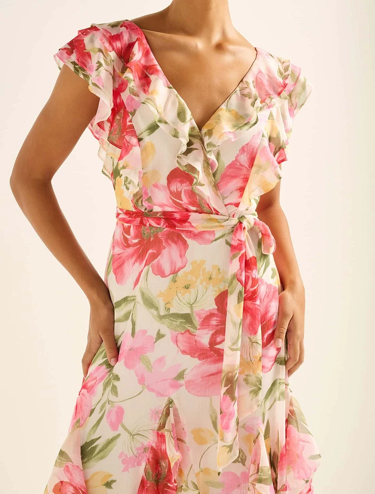 Naya Ruffle Midi Dress