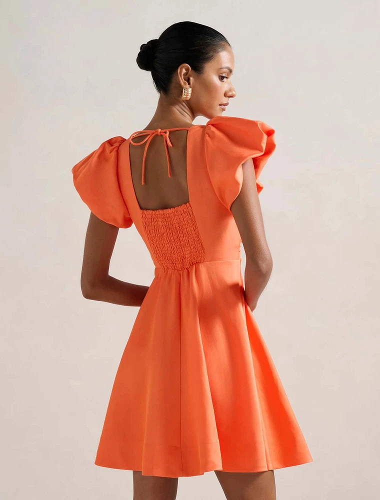 June Petite Ruched V Neck Mini