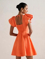 June Petite Ruched V Neck Mini