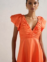 June Petite Ruched V Neck Mini