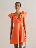 June Petite Ruched V Neck Mini