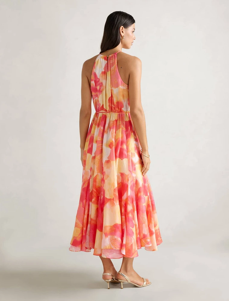 Casey Halter Godet Midi Dress