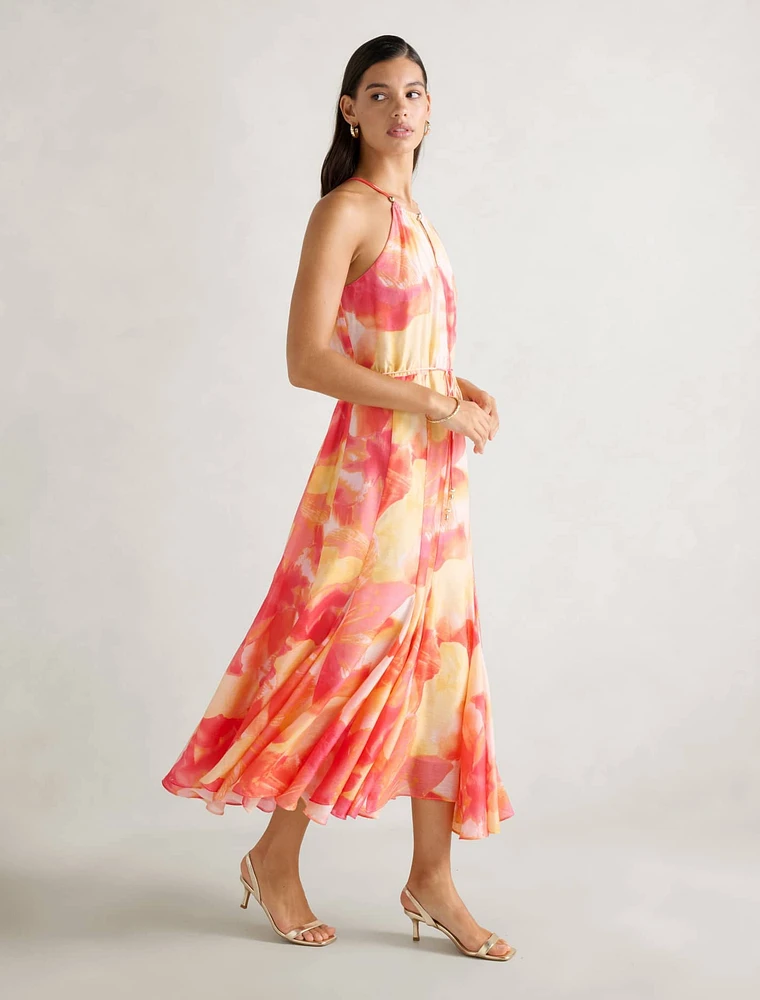 Casey Halter Godet Midi Dress
