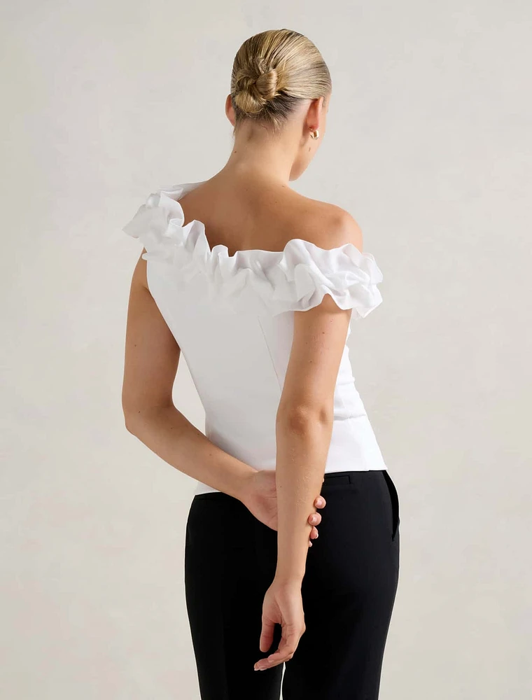 Sadie Tipped Shoulder Ruffle Top
