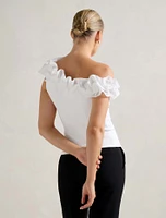 Sadie Tipped Shoulder Ruffle Top