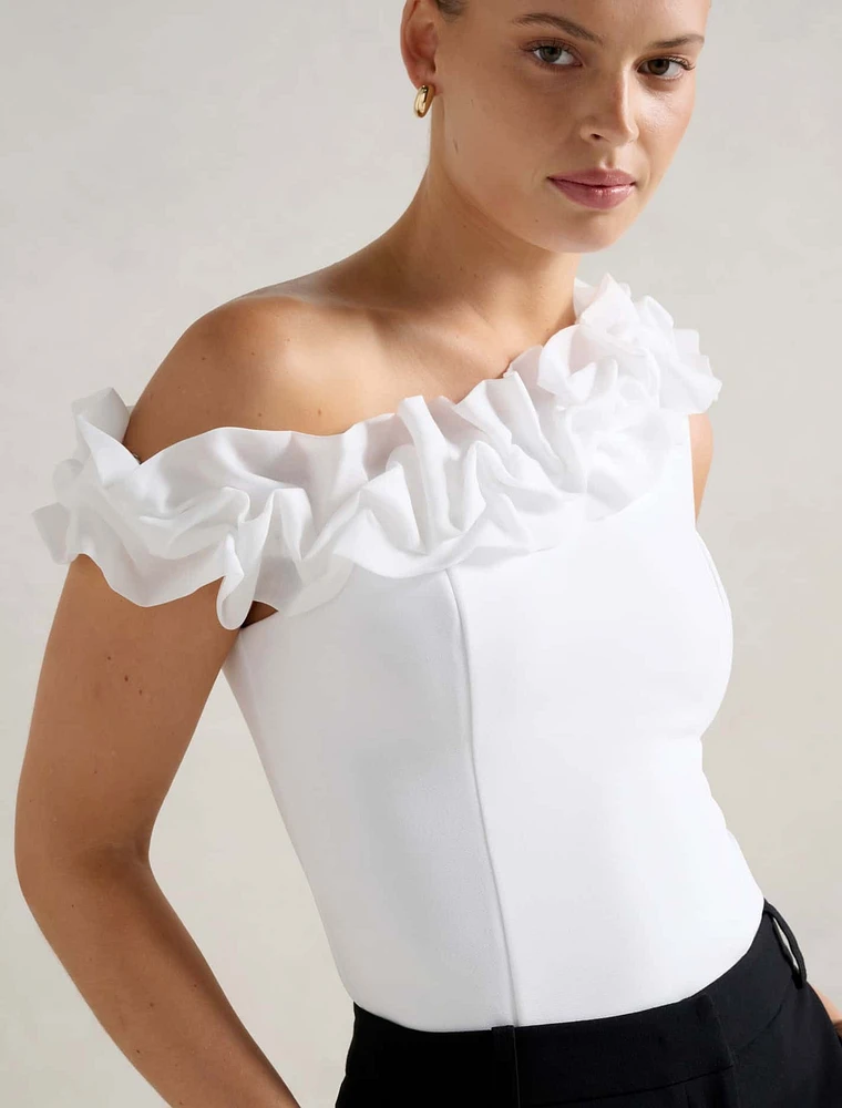 Sadie Tipped Shoulder Ruffle Top