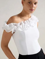 Sadie Tipped Shoulder Ruffle Top