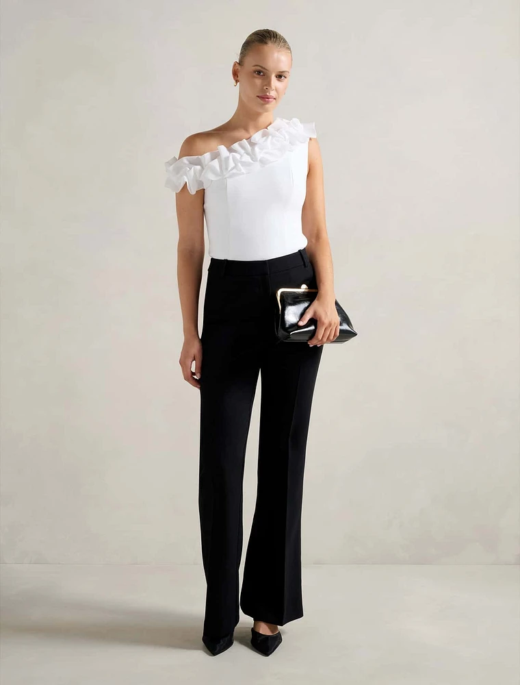 Sadie Tipped Shoulder Ruffle Top