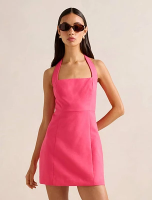 Stevie Halter Neck Linen Mini Dress