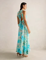 Serena Halter Peplum Maxi Dress
