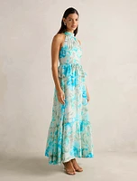 Serena Halter Peplum Maxi Dress