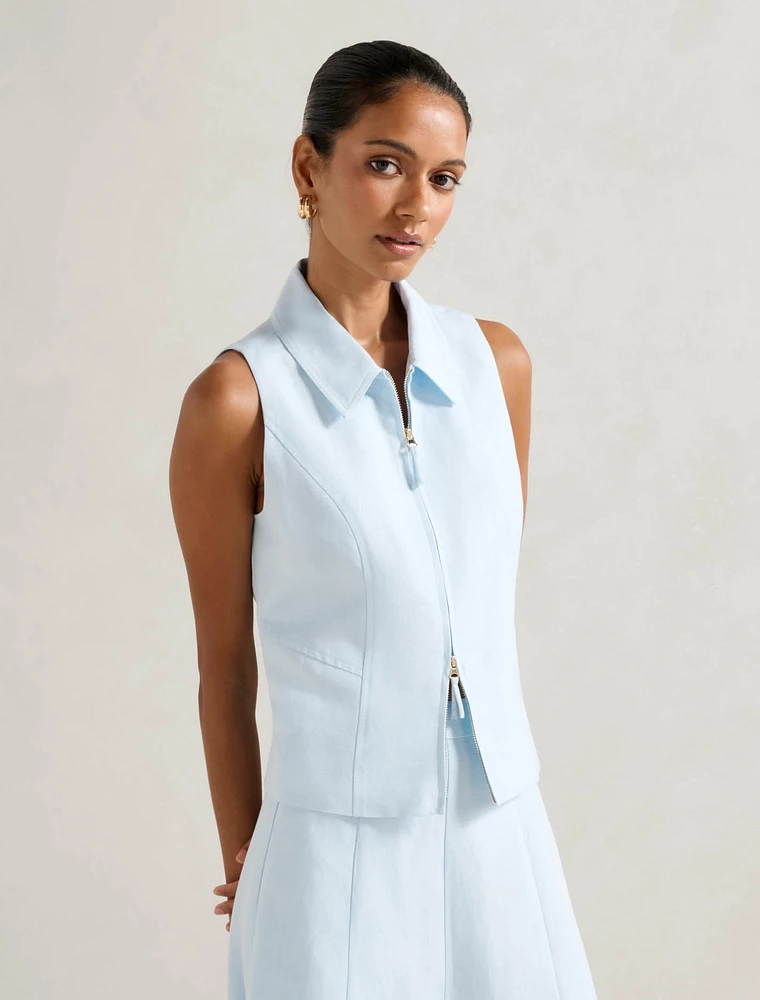 Felicity Petite Zip Front Halter Top