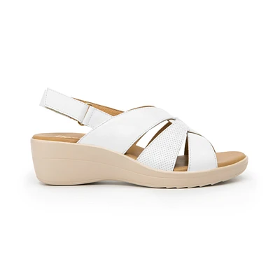 Sandalia Sling Back Flexi para Mujer con Acabado Tamporeado Estilo 116009 Blanco